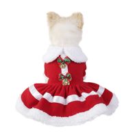 Pet Christmas Clothes Dog Small Dog Christmas Snowflake Santa Claus Plush Thickened Red Holiday New Product main image 6