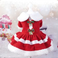 Pet Christmas Clothes Dog Small Dog Christmas Snowflake Santa Claus Plush Thickened Red Holiday New Product sku image 1