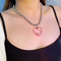 Dulce Ropa De Calle Forma De Corazón Cristal Artificial Aleación Mujeres Collar Colgante sku image 20