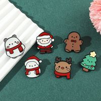 Christmas Style Holiday Brooch Cute Cartoon Metal Pin Elk Santa Claus Badge Holiday Decorations main image 5