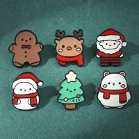 Christmas Style Holiday Brooch Cute Cartoon Metal Pin Elk Santa Claus Badge Holiday Decorations main image 6