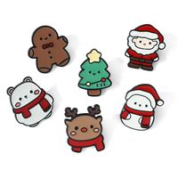 Christmas Style Holiday Brooch Cute Cartoon Metal Pin Elk Santa Claus Badge Holiday Decorations main image 3