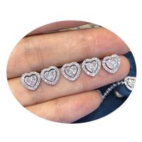 1 Pair Simple Style Heart Shape Plating Inlay Alloy Zircon White Gold Plated Ear Studs main image 5