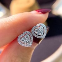 1 Pair Simple Style Heart Shape Plating Inlay Alloy Zircon White Gold Plated Ear Studs main image 1