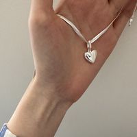 Sweet Heart Shape Sterling Silver Pendant Necklace In Bulk main image 6