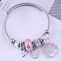 Mignon Sucré Arbre Fleur Alliage Fil D'acier Placage Incruster Strass Femmes Bracelet main image 6