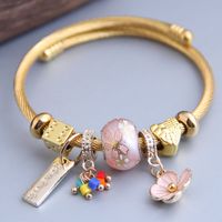 Vintage Style Ethnic Style Heart Shape Flower Alloy Steel Wire Beaded Plating Women's Bangle main image 1