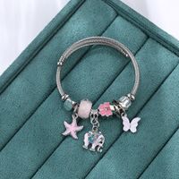 Cute Sweet Starfish Bee Bow Knot Stainless Steel Plating Bangle main image 2