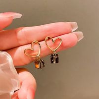 Wholesale Jewelry Cute Sweet Heart Shape Alloy Plating Drop Earrings sku image 3