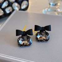 Wholesale Jewelry Cute Sweet Solid Color Bow Knot Metal Stoving Varnish Ear Studs main image 2