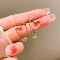 Wholesale Jewelry Cute Sweet Heart Shape Alloy Plating Drop Earrings sku image 1
