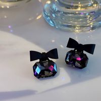 Wholesale Jewelry Cute Sweet Solid Color Bow Knot Metal Stoving Varnish Ear Studs main image 6