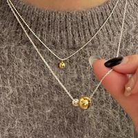 Vintage Style Round Color Block Brass Plating Silver Plated Pendant Necklace main image 1