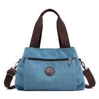 Frau Mittel Alle Jahreszeiten Segeltuch Einfarbig Klassischer Stil Quadrat Reißverschluss Handtasche sku image 2