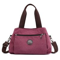 Women's Medium All Seasons Canvas Solid Color Classic Style Square Zipper Handbag sku image 5