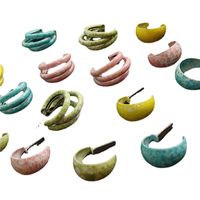 1 Paar Süß Süss Ditsy Blumig Einfarbig Einbrennlack Imitation Porzellan Farbe Metall Reif Ohrringe main image 5