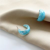 1 Pair Cute Sweet Ditsy Floral Solid Color Stoving Varnish Imitation Porcelain Paint Metal Hoop Earrings sku image 1