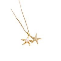 Stainless Steel Vintage Style Simple Style Plating Inlay Star Solid Color Zircon Pendant Necklace main image 4