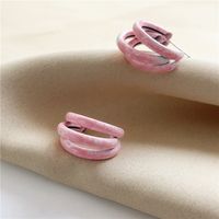 1 Pair Cute Sweet Ditsy Floral Solid Color Stoving Varnish Imitation Porcelain Paint Metal Hoop Earrings sku image 7
