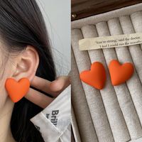 1 Pair Cute Sweet Heart Shape Solid Color Stoving Varnish Arylic Ear Studs sku image 8