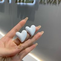 1 Pair Cute Sweet Heart Shape Solid Color Stoving Varnish Arylic Ear Studs sku image 4