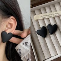 1 Pair Cute Sweet Heart Shape Solid Color Stoving Varnish Arylic Ear Studs sku image 1