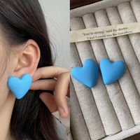 1 Pair Cute Sweet Heart Shape Solid Color Stoving Varnish Arylic Ear Studs sku image 2