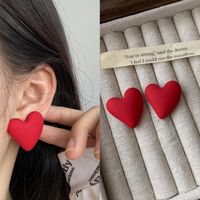 1 Pair Cute Sweet Heart Shape Solid Color Stoving Varnish Arylic Ear Studs sku image 10
