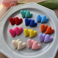 1 Pair Cute Sweet Heart Shape Solid Color Stoving Varnish Arylic Ear Studs main image 1