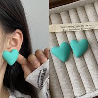 1 Pair Cute Sweet Heart Shape Solid Color Stoving Varnish Arylic Ear Studs sku image 9