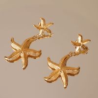 1 Pair Elegant Starfish Plating Stainless Steel 18k Gold Plated Drop Earrings sku image 1