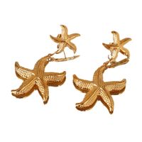 1 Pair Elegant Starfish Plating Stainless Steel 18k Gold Plated Drop Earrings main image 4