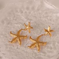 1 Pair Elegant Starfish Plating Stainless Steel 18k Gold Plated Drop Earrings main image 3