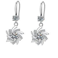 1 Pair Elegant Flower Crystal Copper Zircon Drop Earrings main image 1