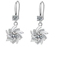 1 Paire Élégant Fleur Cristal Le Cuivre Zircon Boucles D'oreilles main image 2