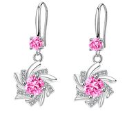 1 Pair Elegant Flower Crystal Copper Zircon Drop Earrings sku image 3