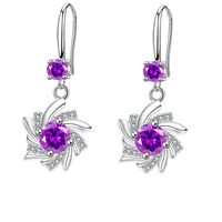 1 Pair Elegant Flower Crystal Copper Zircon Drop Earrings main image 6
