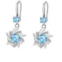 1 Pair Elegant Flower Crystal Copper Zircon Drop Earrings sku image 2