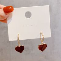 Wholesale Jewelry Casual Sweet Heart Shape Alloy Plating Drop Earrings sku image 1