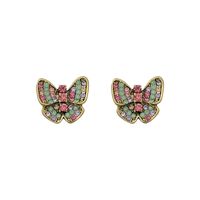 1 Pair Elegant Glam Butterfly Inlay Alloy Rhinestones Ear Studs main image 2