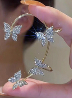 1 Piece Simple Style Butterfly Inlay Copper Zircon Earrings main image 3