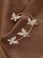 1 Piece Simple Style Butterfly Inlay Copper Zircon Earrings main image 2