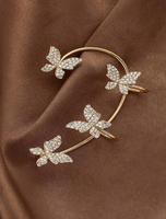 1 Piece Simple Style Butterfly Inlay Copper Zircon Earrings main image 9