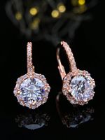 1 Pair Luxurious Round Inlay Sterling Silver Zircon Drop Earrings main image 3