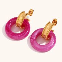 1 Paire Rétro Dame Géométrique Placage Acier Inoxydable Des Boucles D'oreilles sku image 1