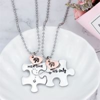 Exclusive For Cross-border Fashion Hot All-match Puzzle Titanium Steel Necklace Simple Couple Model Necklace Customizable Factory Direct Sales main image 1