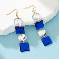 1 Pair Classic Style Square Inlay Artificial Crystal Zircon Drop Earrings main image 3