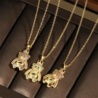 Factory In Stock European And American Style Love Bear Crown Pendant Necklace Personality Copper Inlaid Micro Diamond Clavicle Chain Accessories main image 10