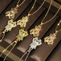 Factory In Stock European And American Style Love Bear Crown Pendant Necklace Personality Copper Inlaid Micro Diamond Clavicle Chain Accessories main image 9