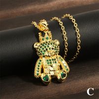 Factory In Stock European And American Style Love Bear Crown Pendant Necklace Personality Copper Inlaid Micro Diamond Clavicle Chain Accessories main image 5